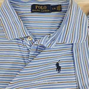 Polo Ralph Lauren Soft‎ Touch Polo Shirt Men's Blue Stripe Size 40" Chest Large
